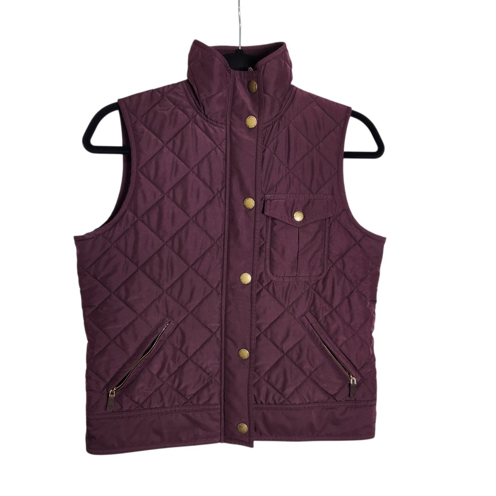 Lauren Ralph Lauren Burgundy Quilted Vest Mock Neck Small